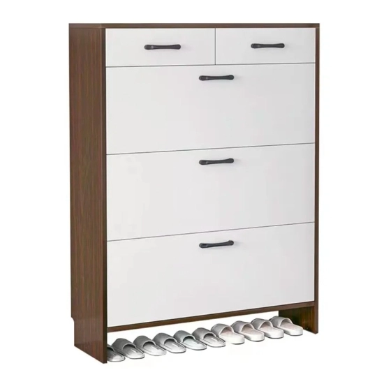 Tủ giày nhiều ngăn kết hợp ngăn kéo - Màu nâu phối trắng - TG004