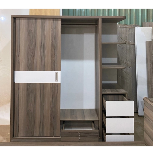 COMBO Phòng Ngủ Màu Nâu Vân Gỗ Phối Trắng 