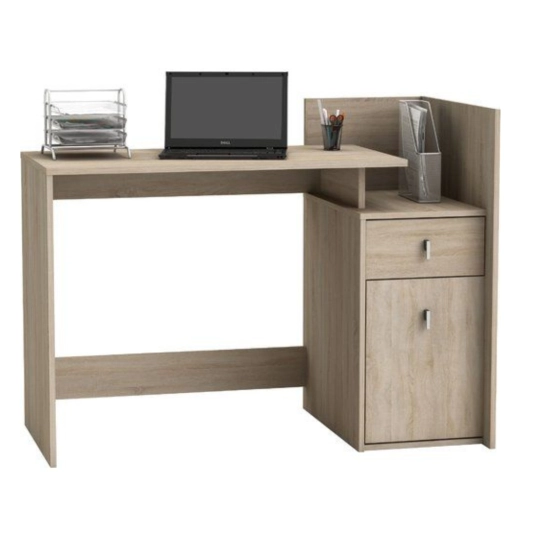 Bàn Làm Việc Gỗ MDF- Màu Kem Vân Gỗ-  Ngăn Hộc Tiện Lợi- BLV014
