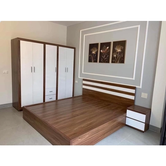 COMBO Phòng Ngủ Màu Nâu Phối Sọc Trắng