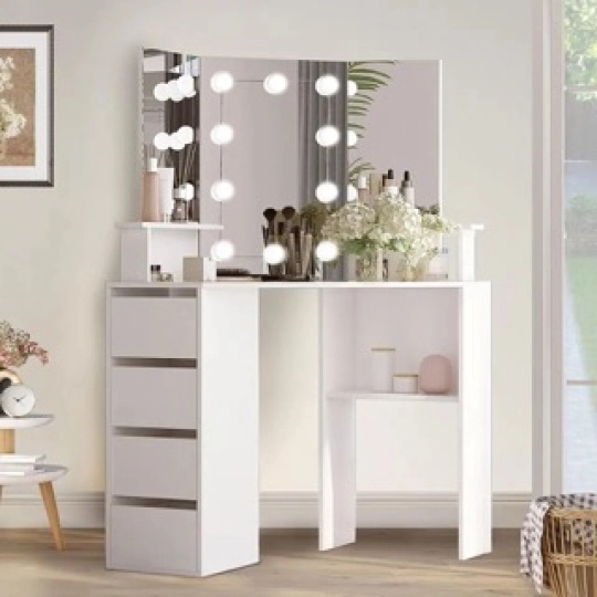 Bàn trang điểm thiết kế đặt ở góc tường, có ngăn kéo tiện lợi - TĐ007