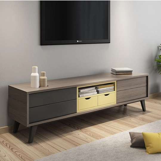 Kệ Tivi Phong Cách Sang Trọng Nâu Phối Vàng Tinh Tế-TK008