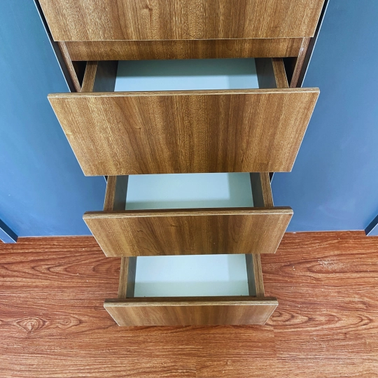 Tủ Quần Áo Gỗ MDF Cửa 4 Cánh Mở Màu Xám Phối Nâu Sang Trọng