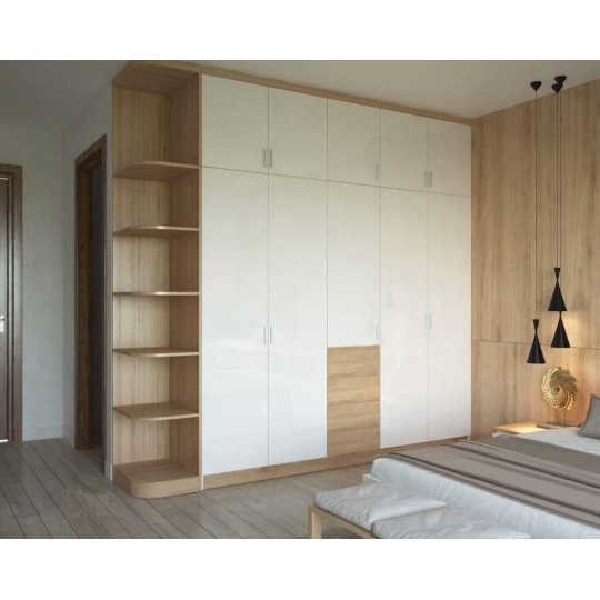 Tủ Quần Áo Anh Khoa- 2 Tầng- 4 Cánh Cửa Mở- Màu Trắng Phối Viền Vàng Đa Dụng-TA004