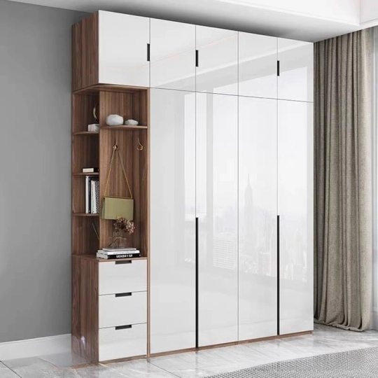 Tủ Quần Áo Anh Khoa- 2 Tầng- 4 Cánh Cửa Mở- Màu Trắng Phối Viền Nâu Cao Cấp-TA005